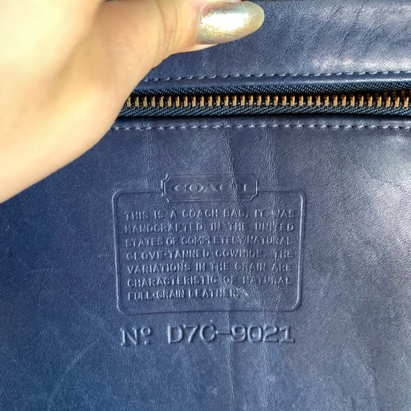 Coach navy blue leather suede gold purse handbag - Picture 4 of 4